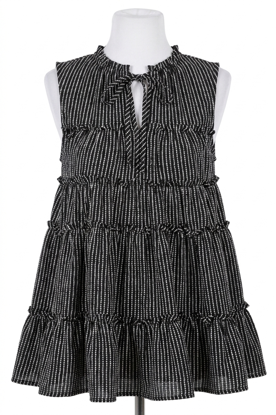 NEW HEIMISH USA neck tied tiered top in black